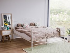 Letto Design Metallo Bianco Con Rete A Doghe Struttura a Doghe Letto in Metallo 140 160 180 Cm