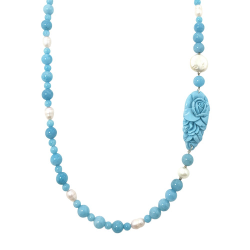 Collana agata azzurrite e - in,