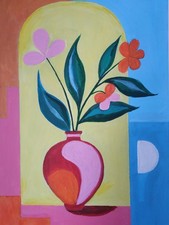 fiori in vaso quadro rosa