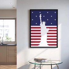 Poster Statua della Libertà, Stampa Colori Bandiera USA, Decorazione Parete Patriottica Americana