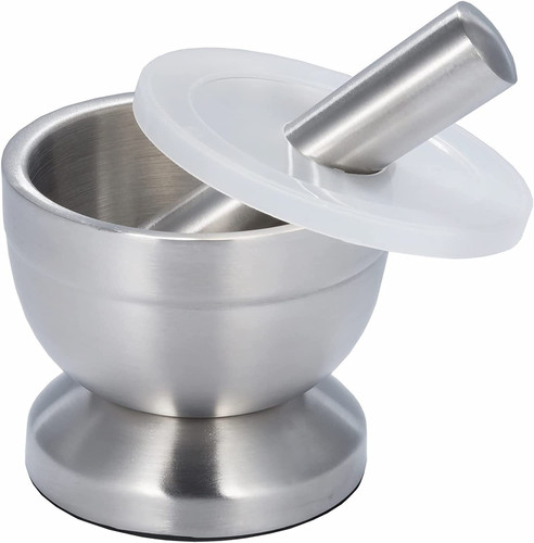 Mortaio acciaio inox con - in,