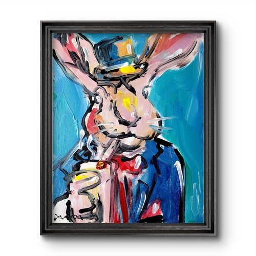 Quadro coniglio espressionista