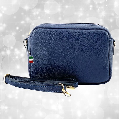 Borsa blu pelle media