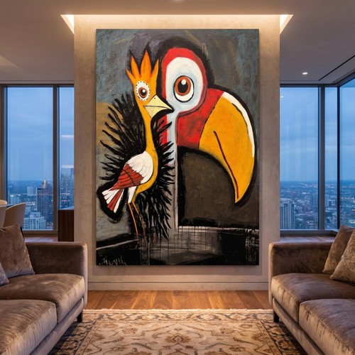 Arte astratta con uccelli