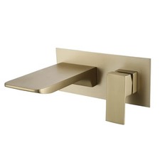RUBINETTO CASCATA PARETE VASCA DA BAGNO MISCELATORE LAVABO A MURO OTTONE ORO SPA