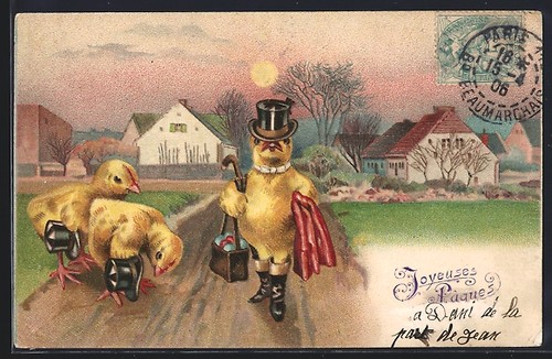 Cartolina pulcini pasqua - pulcini,