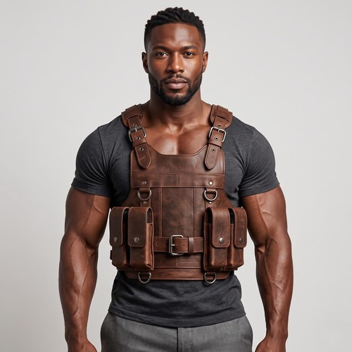 Gilet tattico pelle - pelle, a