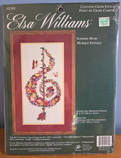 Kit punto croce contato "Summer Music" Elsa Williams fiocco note fiori nuovo con scatola