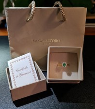 Anello oro giallo 14kt con smeraldo e diamanti (Nuovo - Made in Italy)