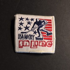 Vintage USA HOCKEY IN LINE Patch 55N2 Brand New Sports Stars and Stripes Flag 