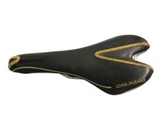 Sella Bicicletta Colnago Italia Flite titanio pelle vintage nera sella vecchi...