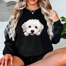 Felpa da donna maltese cucciolo cane animali maglione soffice regalo