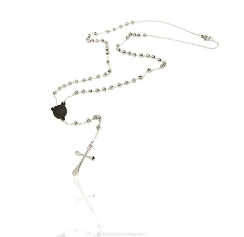 Collana rosario acciaio - collana,