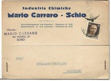 COMMERCIALE (214) - SCHIO (VICENZA) Industrie Chimiche MARIO CARRARO - Vg 1943