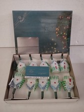 Luci Natale Vintage GIOCO PLAST 10pz Casette NEVE Albero NUOVE Scatola Sicura