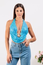 Top Paillettes Donna Corto