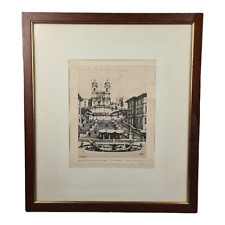 ANTONIO CARBONATI (1893-1956) INCISIONE ACQUAFORTE OPERA Trinità Dei Monti Roma