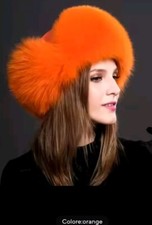 Cappello Avviatore Con Pelliccia Colore Orange.