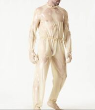 Collant in lattice gomma trasparente catsuit Zentai spalla cerniera S-XXL