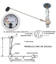 INDICATORE CARBURANTE  CON GALLEGGIANTE PER INDICATORE DI LIVELLO Ohms 10 - 180