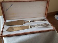Antiche posate da torta in ottone e argento 800
