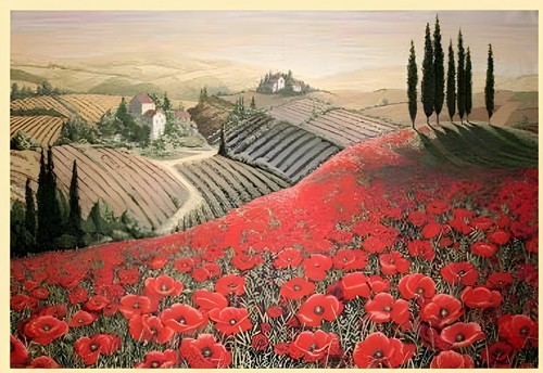 Arazzo campagna toscana - arazzo, con