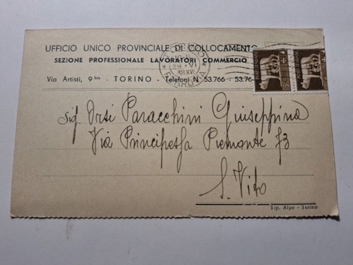 Cartolina 1938 ufficio - 1938,