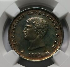 ITALIA Stati NAPOLEONE Soldo 3 Centesimi 1812 Milano NGC AU Det Rame Arcobaleno