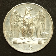 5 LIRE 1930 FDC AQUILINO ARGENTO SILVER REGNO VITTORIO EMANUELE III