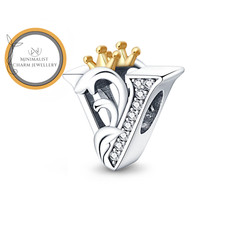 Crown V Letter Charm, V Letter