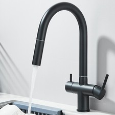 Miscelatore rubinetto cucina 3 vie nero estraibile doccetta lavello acqua pura