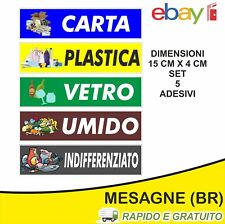 5 ADESIVI PVC DIFFERENZIATA BIDONI ESTERNO RACCOLTA SPAZZATURA NOVITA' ADESIVO 