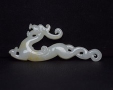 Statua bestia drago squisita intagliata a mano in giada Hetian naturale certificata 2655