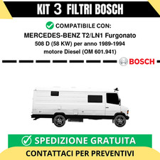 KIT BOSCH 3 Filtri tagliando per MERCEDES-BENZ T2/LN1 Furgonato 508 D 58 kw D...