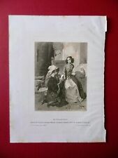 Incisione La Buona Avventura Lettura della Mano Zingara Molteni 1860-70 Arte