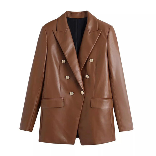Blazer donna pelle marrone