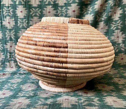 Vaso cesto bambù arrotolato