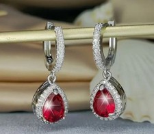Orecchini pendenti goccia vero rubino e zirconi naturali con GARANZIA e NUOVI
