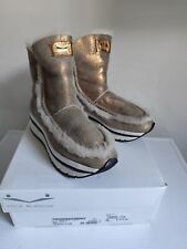 VOILE BLANCHE Gold GENUINE SHEARLING Platform Boots 39 EU