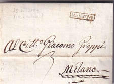 17723-PERIODO NAPOLEONICO,PREF., DA SANTA VITTORIA PER MILANO, MULINO ECC., 1803