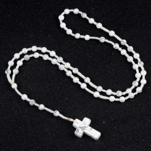 Ciondolo croce pietra howlite - ciondolo,