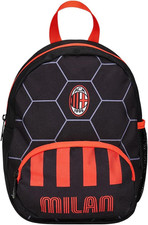 Zaino Asilo Small, A.C. MILAN Calcio, Nero Rosso - Tasche Laterali Porta Borracc