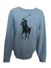 Polo Ralph Lauren Polo Logo Felpa in Pile Grigio XL/TG NUOVA CON ETICHETTE $138 