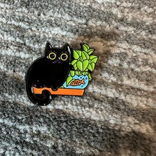Cat Enamel Pin Black Cat Fish