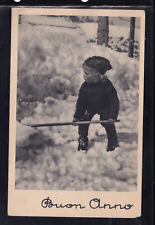 Cartolina Buon Anno Bambino che Spala Neve ZA475