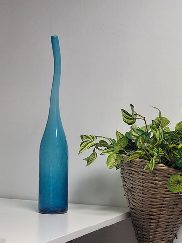 Bottiglia vaso pavone blu