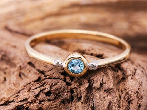 9ct oro giallo topazio blu - topazio,
