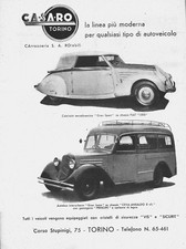 PUBBLICITA 1935 CARROZZERIA CASARO GRAN SPORT FIAT 1500 AUTOBUS CEVA ANSALDO 8C