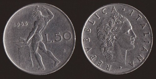 Lire 1954 vulcano italia - lire,