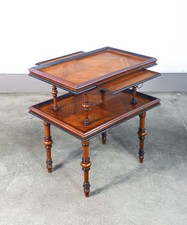 ⚜️ ANTICO TAVOLO TAVOLINO ETAGERE RIPIANI ESTRAIBILI LEGNO NOCE EPOCA 1800